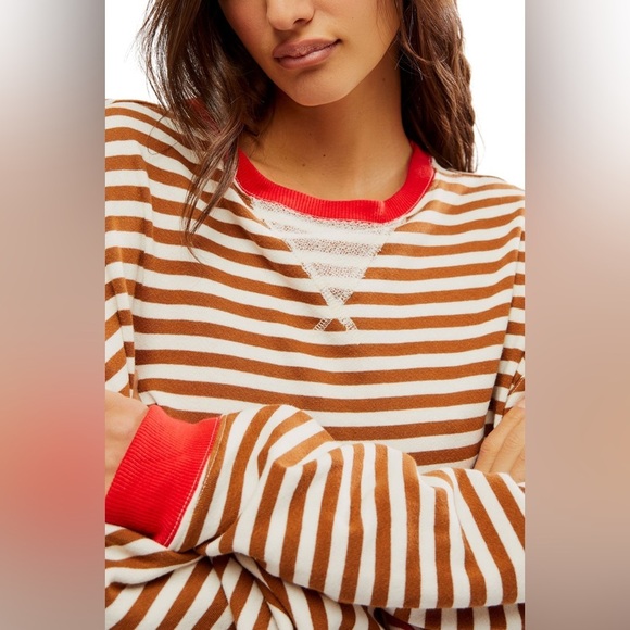 Free People We The Free Cool and Classic Crewneck Coffee Brown Size Large - Picture 4 of 13